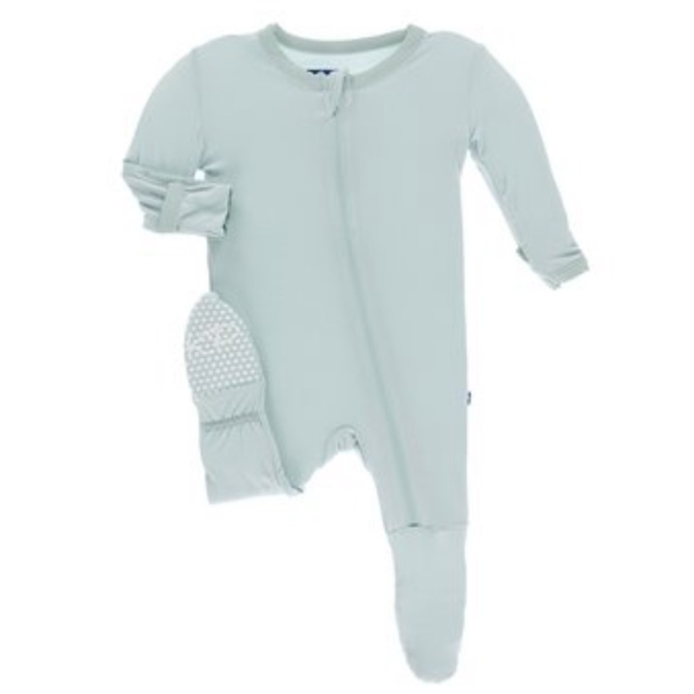Solid Footie with Zipper in Spring Sky (9-12 Months)